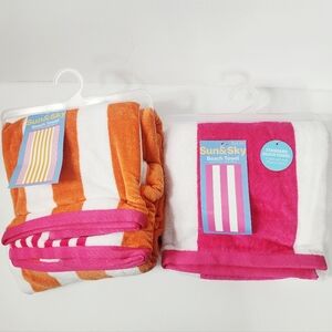 Set Of 2 New Large Sun & Sky Beach Towels